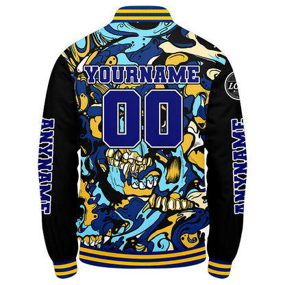 Maßgeschneiderte Königliche Gelb Letterman Varsity Jacket Individuelle Stickerei Druck nach Ihrem Wunsch