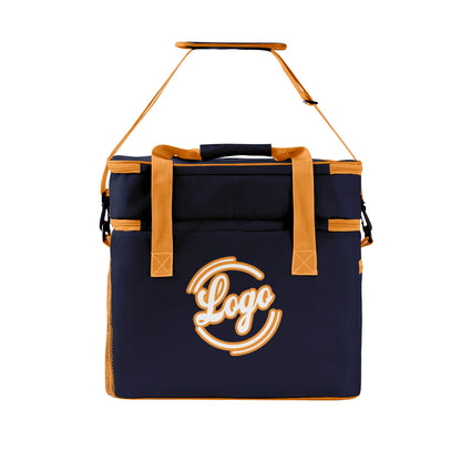 Maßgeschickerte Marine Orange vollflächig bedruckte isolierte Kühltasche mit Doppelwand Wasserdichte 600D Oxford Picknick-Tragetasche für Teamevents & Outdoor-Grillen