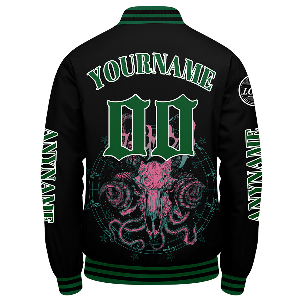 Maßgeschneiderte Grün Letterman Varsity Jacket Individuelle Stickerei Druck nach Ihrem Wunsch