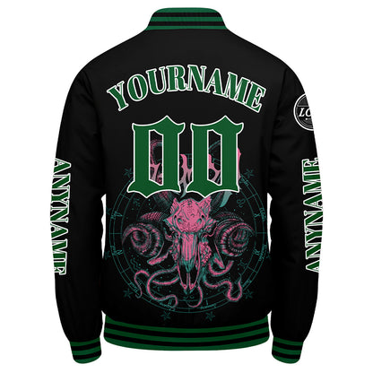 Maßgeschneiderte Grün Letterman Varsity Jacket Individuelle Stickerei Druck nach Ihrem Wunsch