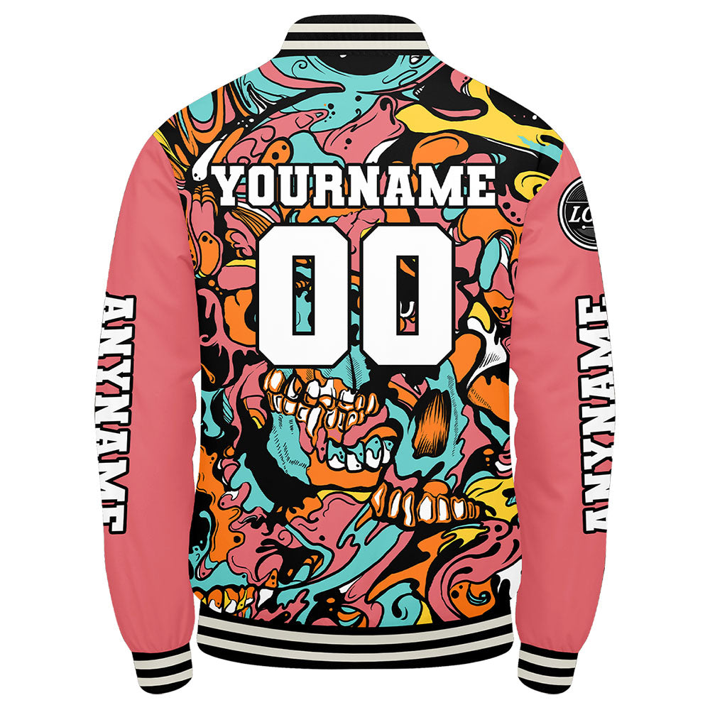 Maßgeschneiderte Rosa Letterman Varsity Jacket Individuelle Stickerei Druck nach Ihrem Wunsch