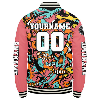 Maßgeschneiderte Rosa Letterman Varsity Jacket Individuelle Stickerei Druck nach Ihrem Wunsch