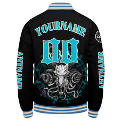 Maßgeschneiderte Hellblau Letterman Varsity Jacket Individuelle Stickerei Druck nach Ihrem Wunsch