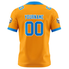 Benutzerdefinierte Orange Blau Fußball Trikots Personalisierter Name Nummer Logo