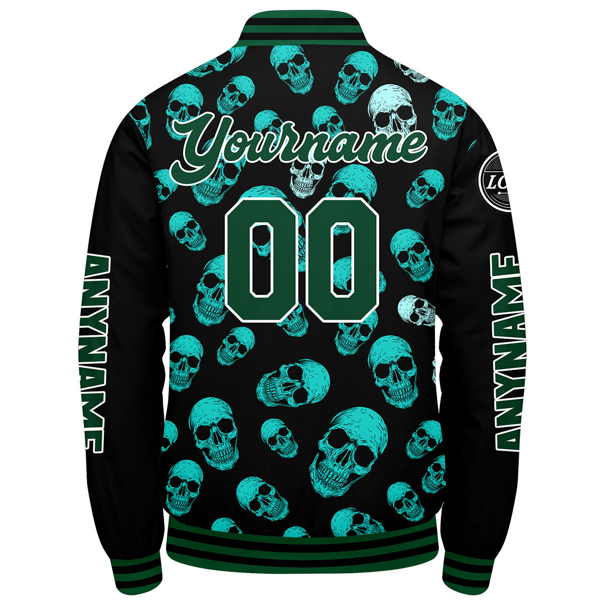 Maßgeschneiderte Grün Letterman Varsity Jacket Individuelle Stickerei Druck nach Ihrem Wunsch