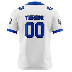 Benutzerdefinierte Weiß Blau Fußball Trikots Personalisierter Name Nummer Logo
