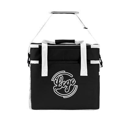 Maßgeschickerte Schwarz Weiß vollflächig bedruckte isolierte Kühltasche mit Doppelwand Wasserdichte 600D Oxford Picknick-Tragetasche für Teamevents & Outdoor-Grillen