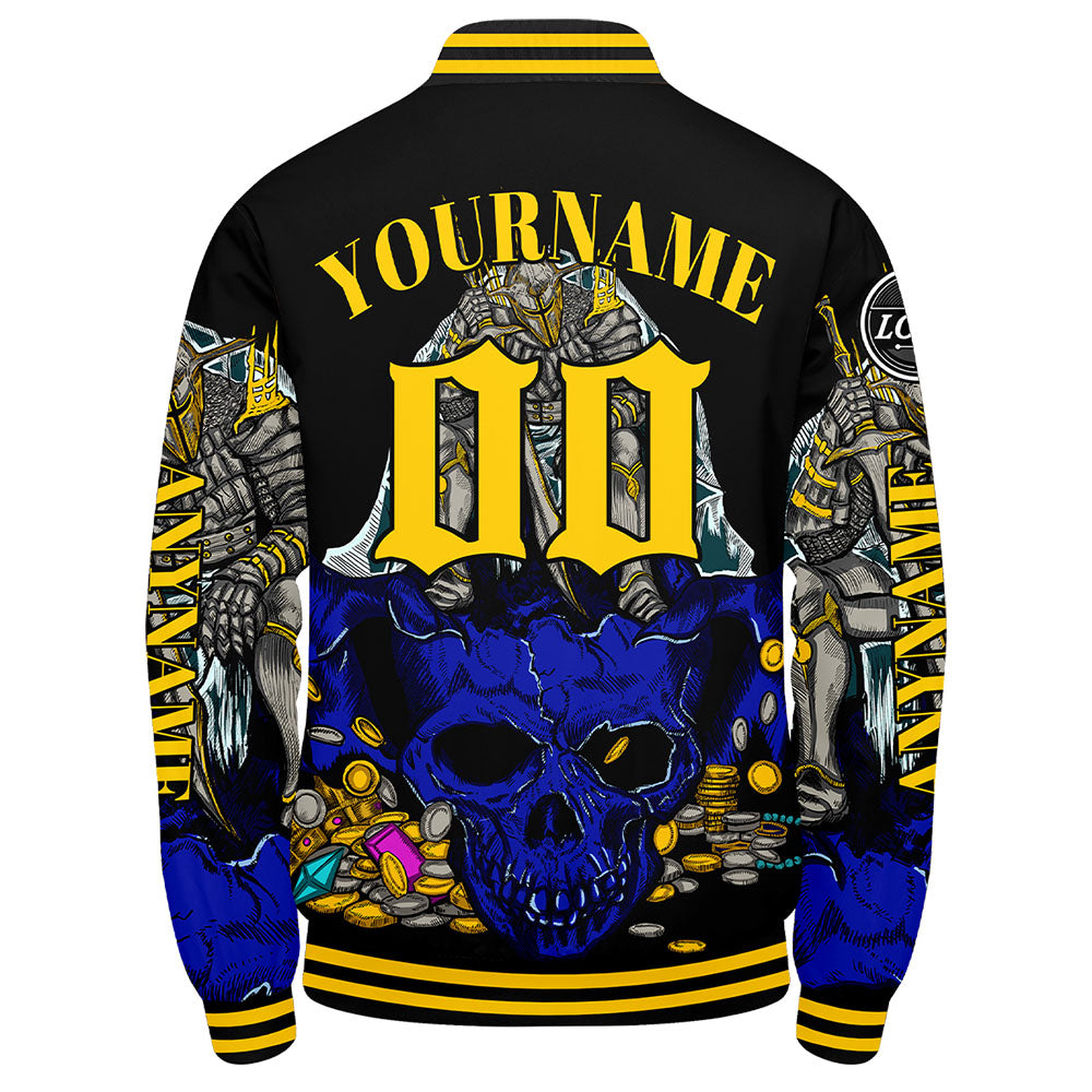 Maßgeschneiderte Königliches Gelb Letterman Varsity Jacket Individuelle Stickerei Druck nach Ihrem Wunsch
