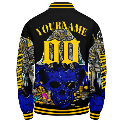 Maßgeschneiderte Königliches Gelb Letterman Varsity Jacket Individuelle Stickerei Druck nach Ihrem Wunsch