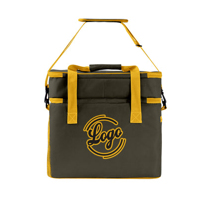 Maßgeschickerte Dunkelgrün Gelb vollflächig bedruckte isolierte Kühltasche mit Doppelwand Wasserdichte 600D Oxford Picknick-Tragetasche für Teamevents & Outdoor-Grillen