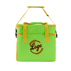 Maßgeschickerte Grün Gelb vollflächig bedruckte isolierte Kühltasche mit Doppelwand Wasserdichte 600D Oxford Picknick-Tragetasche für Teamevents & Outdoor-Grillen