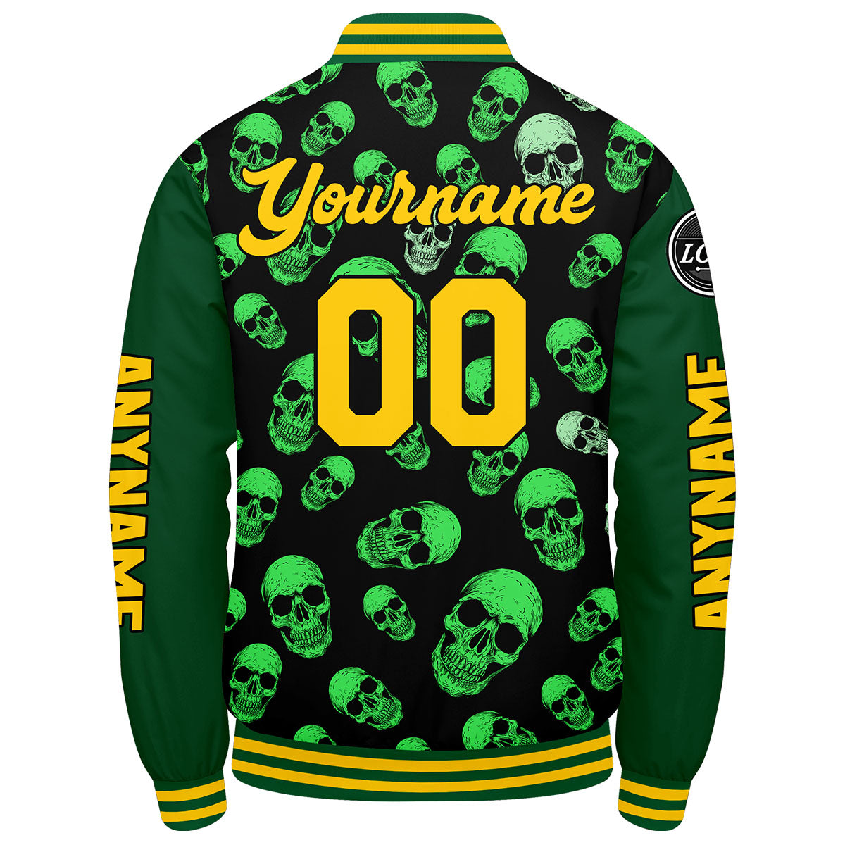 Maßgeschneiderte Grün Letterman Varsity Jacket Individuelle Stickerei Druck nach Ihrem Wunsch