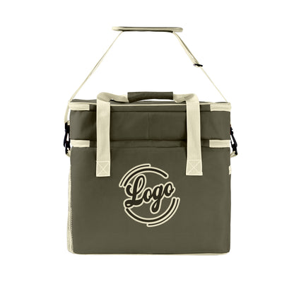 Maßgeschickerte Armee Grün Creme vollflächig bedruckte isolierte Kühltasche mit Doppelwand Wasserdichte 600D Oxford Picknick-Tragetasche für Teamevents & Outdoor-Grillen