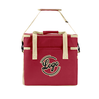 Maßgeschickerte Rot Creme vollflächig bedruckte isolierte Kühltasche mit Doppelwand Wasserdichte 600D Oxford Picknick-Tragetasche für Teamevents & Outdoor-Grillen