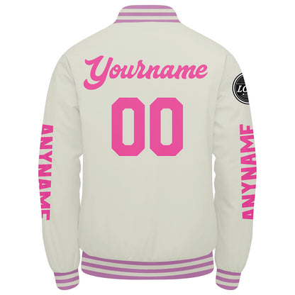 Maßgeschneiderte Creme Letterman Varsity Jacket Individuelle Stickerei Druck nach Ihrem Wunsch