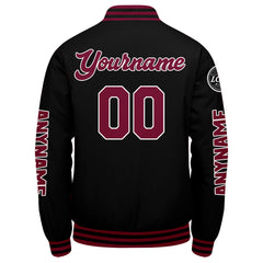 Maßgeschneiderte Crimson Schwarz Letterman Varsity Jacket Individuelle Stickerei Druck nach Ihrem Wunsch