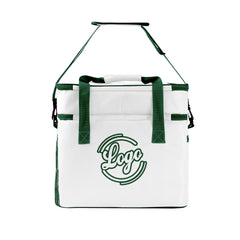 Maßgeschickerte Weiß Dunkelgrün vollflächig bedruckte isolierte Kühltasche mit Doppelwand Wasserdichte 600D Oxford Picknick-Tragetasche für Teamevents & Outdoor-Grillen