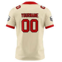 Benutzerdefinierte Creme Rot Fußball Trikots Personalisierter Name Nummer Logo