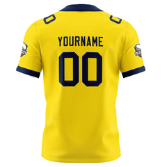 Benutzerdefinierte Gelb Marine Fußball Trikots Personalisierter Name Nummer Logo