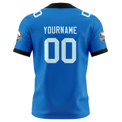 Benutzerdefinierte Blau Cyan Fußball Trikots Personalisierter Name Nummer Logo
