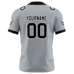 Benutzerdefinierte Grau Schwarz Fußball Trikots Personalisierter Name Nummer Logo