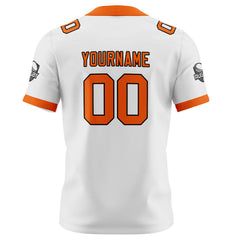Benutzerdefinierte Weiß Orange Fußball Trikots Personalisierter Name Nummer Logo