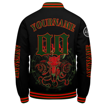 Maßgeschneiderte Rot Grün Letterman Varsity Jacket Individuelle Stickerei Druck nach Ihrem Wunsch