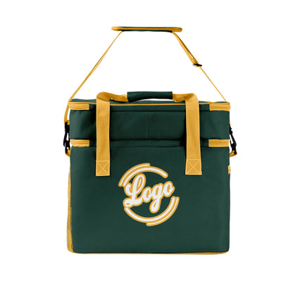 Maßgeschickerte Dunkelgrün Gelb vollflächig bedruckte isolierte Kühltasche mit Doppelwand Wasserdichte 600D Oxford Picknick-Tragetasche für Teamevents & Outdoor-Grillen