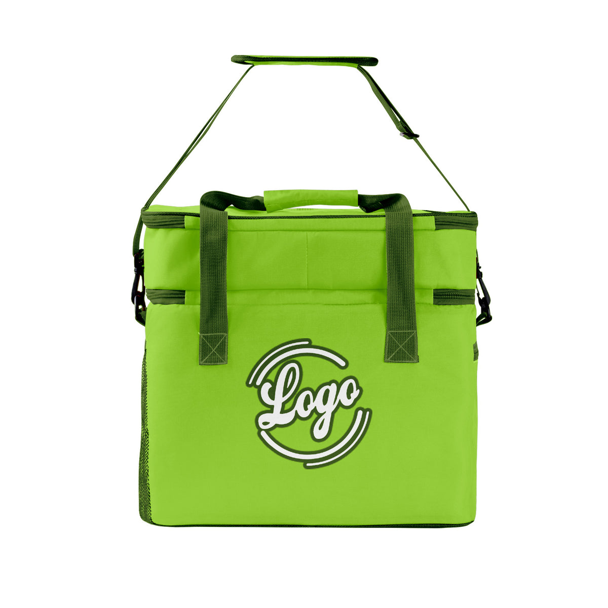 Maßgeschickerte Grün Dunkelgrün vollflächig bedruckte isolierte Kühltasche mit Doppelwand Wasserdichte 600D Oxford Picknick-Tragetasche für Teamevents & Outdoor-Grillen