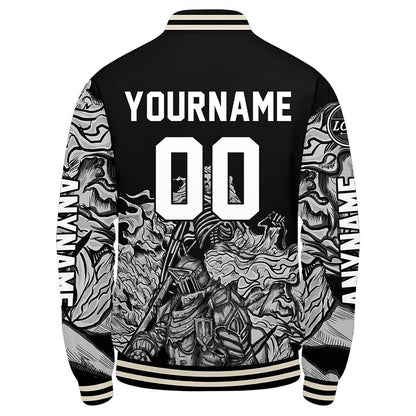 Maßgeschneiderte Grau Letterman Varsity Jacket Individuelle Stickerei Druck nach Ihrem Wunsch