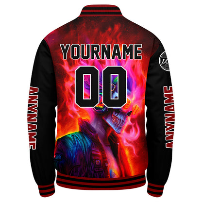 Maßgeschneiderte Rot Schwarz Letterman Varsity Jacket Individuelle Stickerei Druck nach Ihrem Wunsch