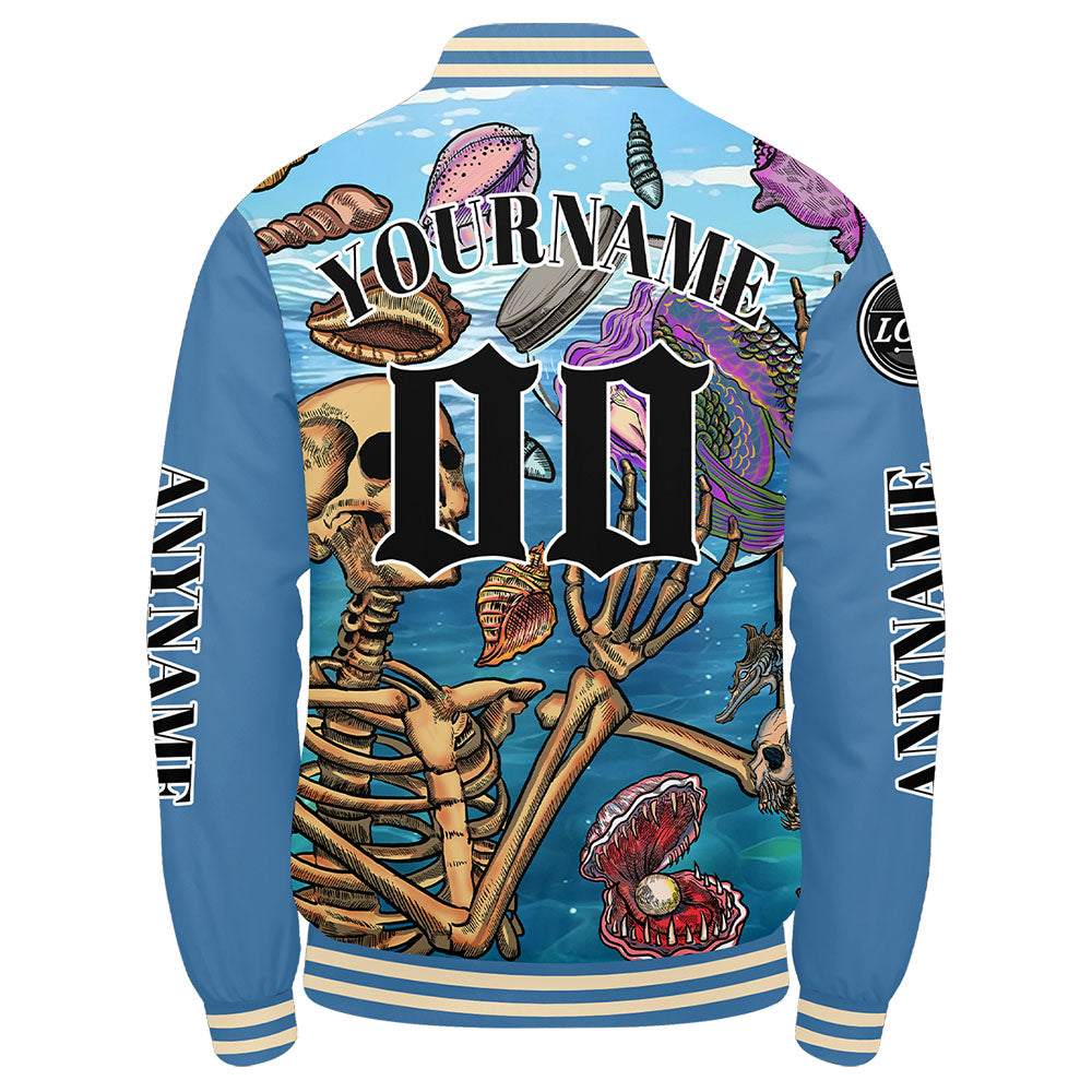 Maßgeschneiderte Hellblau Letterman Varsity Jacket Individuelle Stickerei Druck nach Ihrem Wunsch