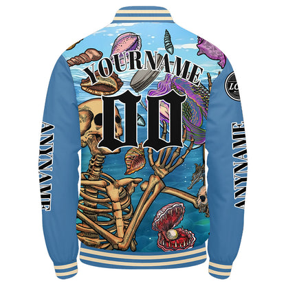 Maßgeschneiderte Hellblau Letterman Varsity Jacket Individuelle Stickerei Druck nach Ihrem Wunsch