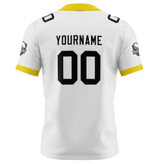 Benutzerdefinierte Weiß Gelb Fußball Trikots Personalisierter Name Nummer Logo