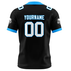 Benutzerdefinierte Schwarz Himmelblau Fußball Trikots Personalisierter Name Nummer Logo