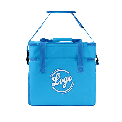 Maßgeschickerte Türkis Dunkelblau vollflächig bedruckte isolierte Kühltasche mit Doppelwand Wasserdichte 600D Oxford Picknick-Tragetasche für Teamevents & Outdoor-Grillen