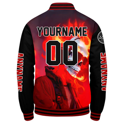 Maßgeschneiderte Schwarz Grau Letterman Varsity Jacket Individuelle Stickerei Druck nach Ihrem Wunsch
