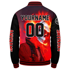 Maßgeschneiderte Schwarz Grau Letterman Varsity Jacket Individuelle Stickerei Druck nach Ihrem Wunsch