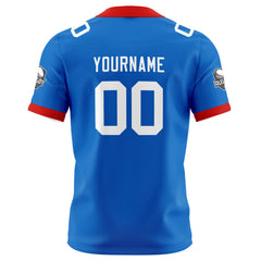 Benutzerdefinierte Blau Weiß Fußball Trikots Personalisierter Name Nummer Logo