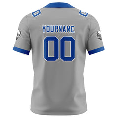 Benutzerdefinierte Grau Blau Fußball Trikots Personalisierter Name Nummer Logo