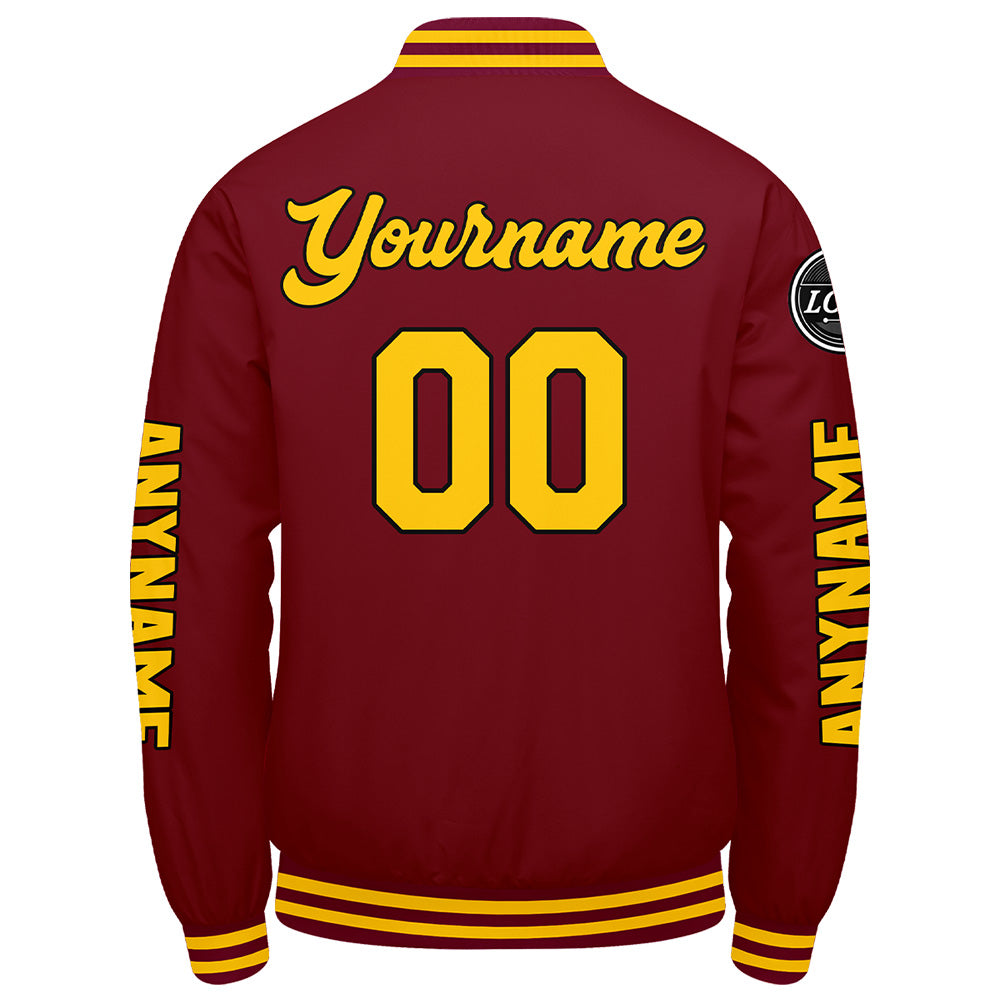 Maßgeschneiderte Crimson Gelb Letterman Varsity Jacket Individuelle Stickerei Druck nach Ihrem Wunsch