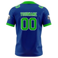 Benutzerdefinierte Blau Grün Fußball Trikots Personalisierter Name Nummer Logo