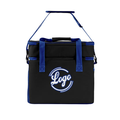 Maßgeschickerte Schwarz Dunkelblau vollflächig bedruckte isolierte Kühltasche mit Doppelwand Wasserdichte 600D Oxford Picknick-Tragetasche für Teamevents & Outdoor-Grillen