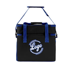 Maßgeschickerte Schwarz Dunkelblau vollflächig bedruckte isolierte Kühltasche mit Doppelwand Wasserdichte 600D Oxford Picknick-Tragetasche für Teamevents & Outdoor-Grillen