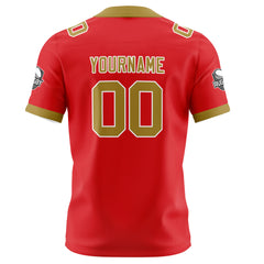 Benutzerdefinierte Rot Gold Fußball Trikots Personalisierter Name Nummer Logo