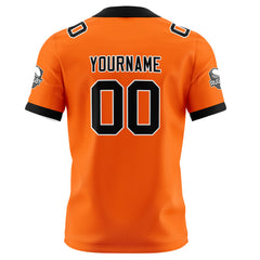 Benutzerdefinierte Orange Schwarz Fußball Trikots Personalisierter Name Nummer Logo