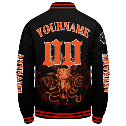 Maßgeschneiderte Orange Letterman Varsity Jacket Individuelle Stickerei Druck nach Ihrem Wunsch
