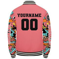 Maßgeschneiderte Rosa Letterman Varsity Jacket Individuelle Stickerei Druck nach Ihrem Wunsch