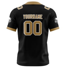 Benutzerdefinierte Schwarz Altgold Fußball Trikots Personalisierter Name Nummer Logo