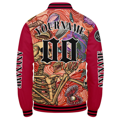 Maßgeschneiderte Rot Letterman Varsity Jacket Individuelle Stickerei Druck nach Ihrem Wunsch